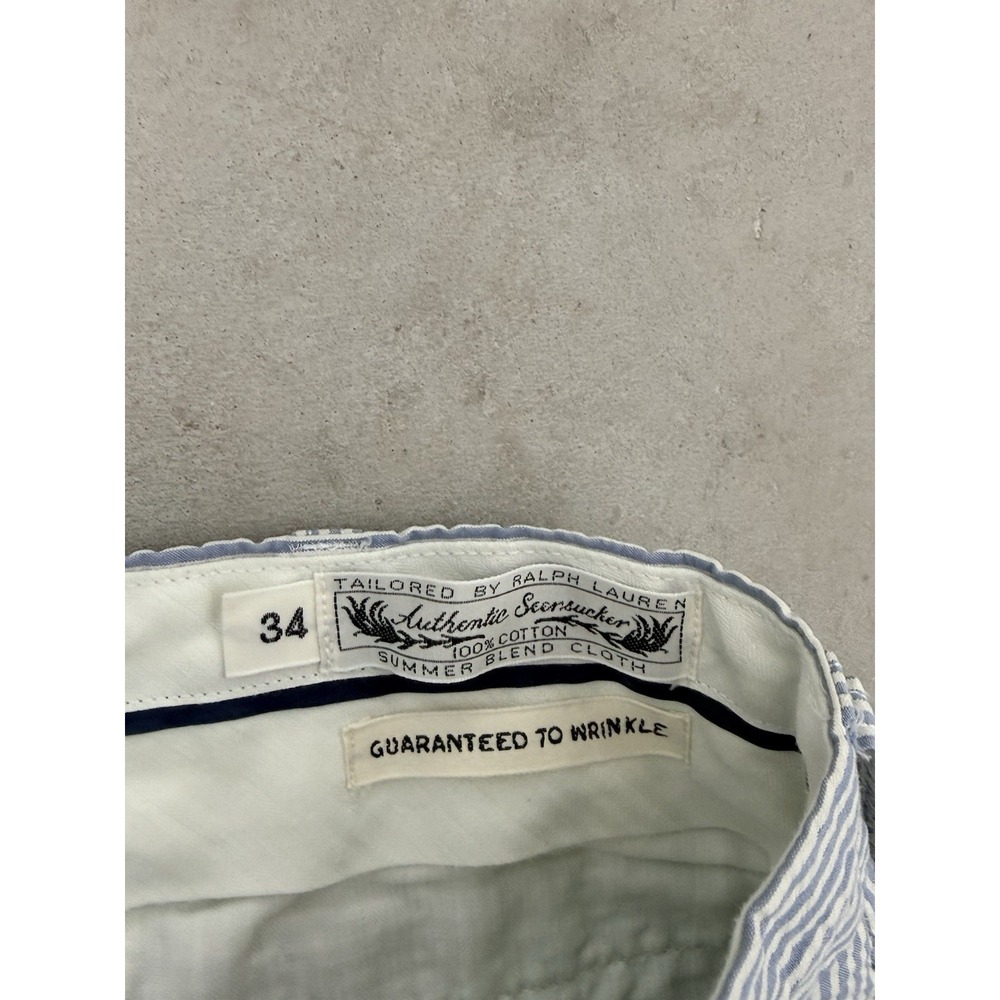 Polo Ralph Lauren Seersucker Pants Mens 34x30 Blue White Striped Summer Cotton - Picture 5 of 12